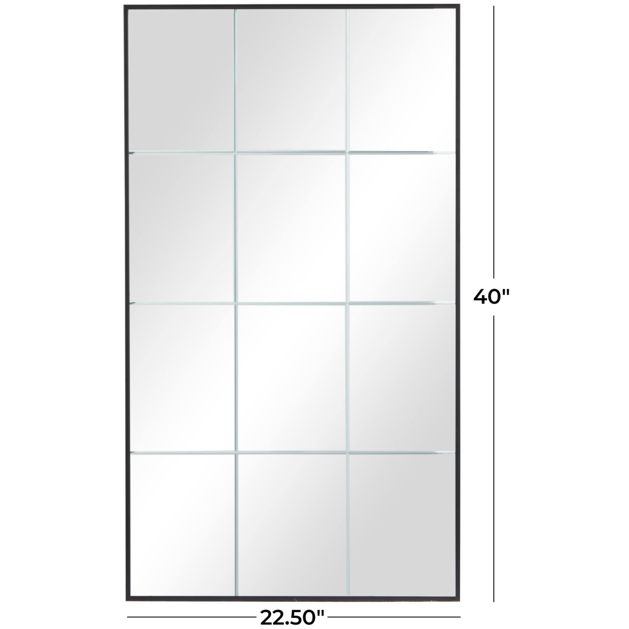 Black Metal Grid Style Panel Wall Mirror 23" x 1" x 40"